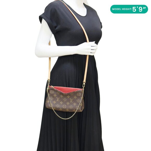 Louis Vuitton  Pallas Monogram Canvas Clutch Crossbody Bag Red - Picture 2 of 12